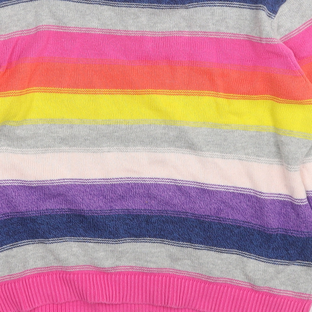 Gap Girls Multicoloured Round Neck Colourblock Cotton Pullover Jumper Size M