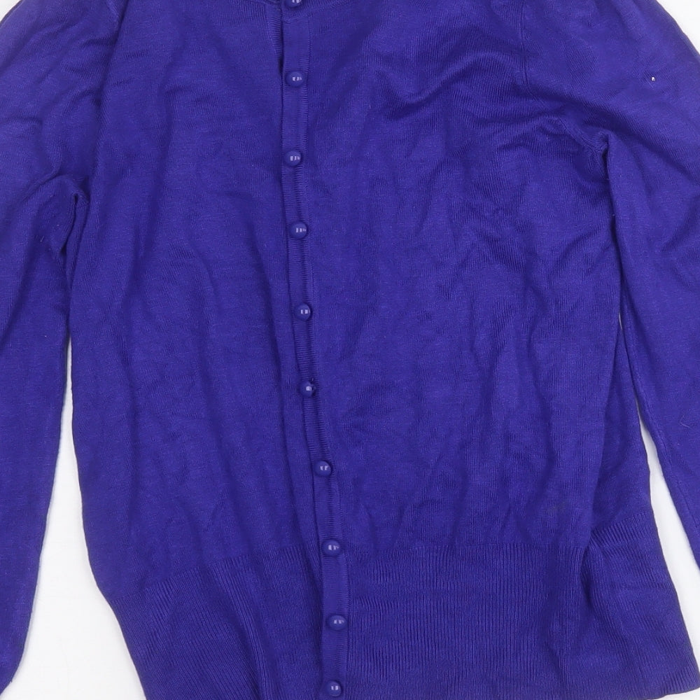 Marks & Spencer Womens Blue Round Neck Viscose Cardigan Jumper Size 12
