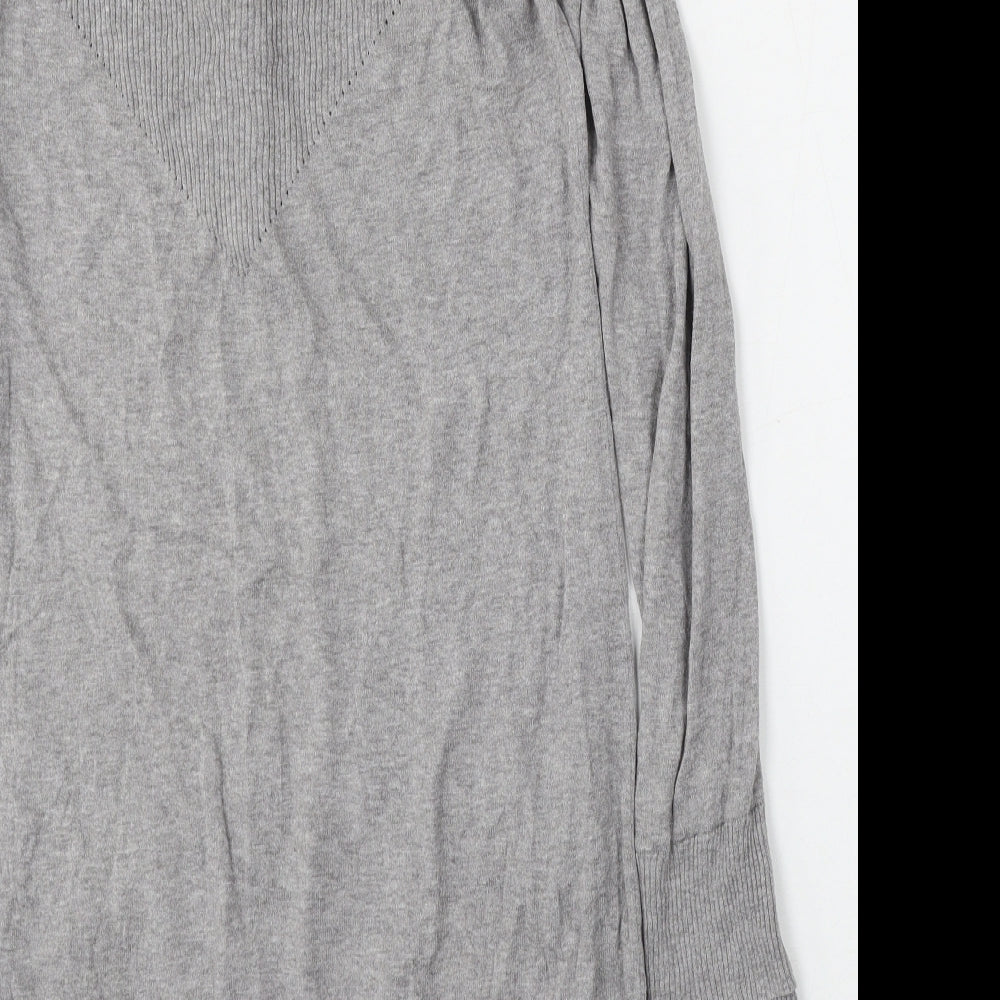 NEXT Womens Grey V-Neck Polyester Cardigan Jumper Size 12
