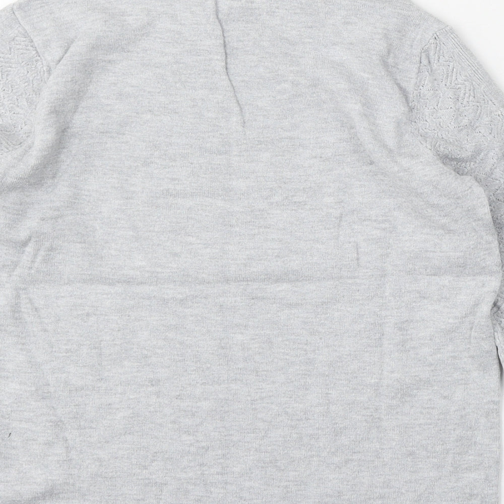 Warehouse Womens Grey Round Neck Viscose Pullover Jumper Size 10