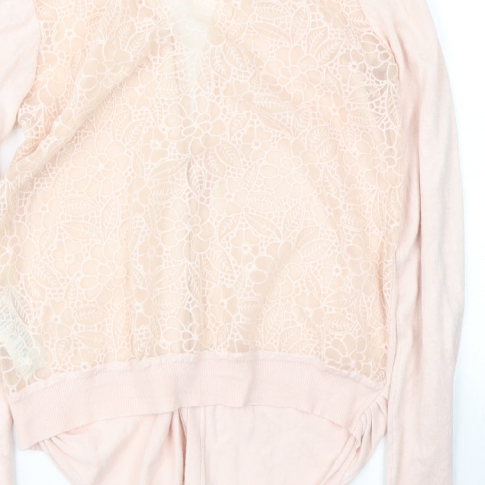 NEWLOOK Womens Pink V-Neck Viscose Cape Jumper Size 12