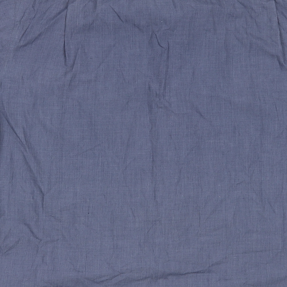 Hazard Mens Blue Polyester Button-Up Size L Collared Button