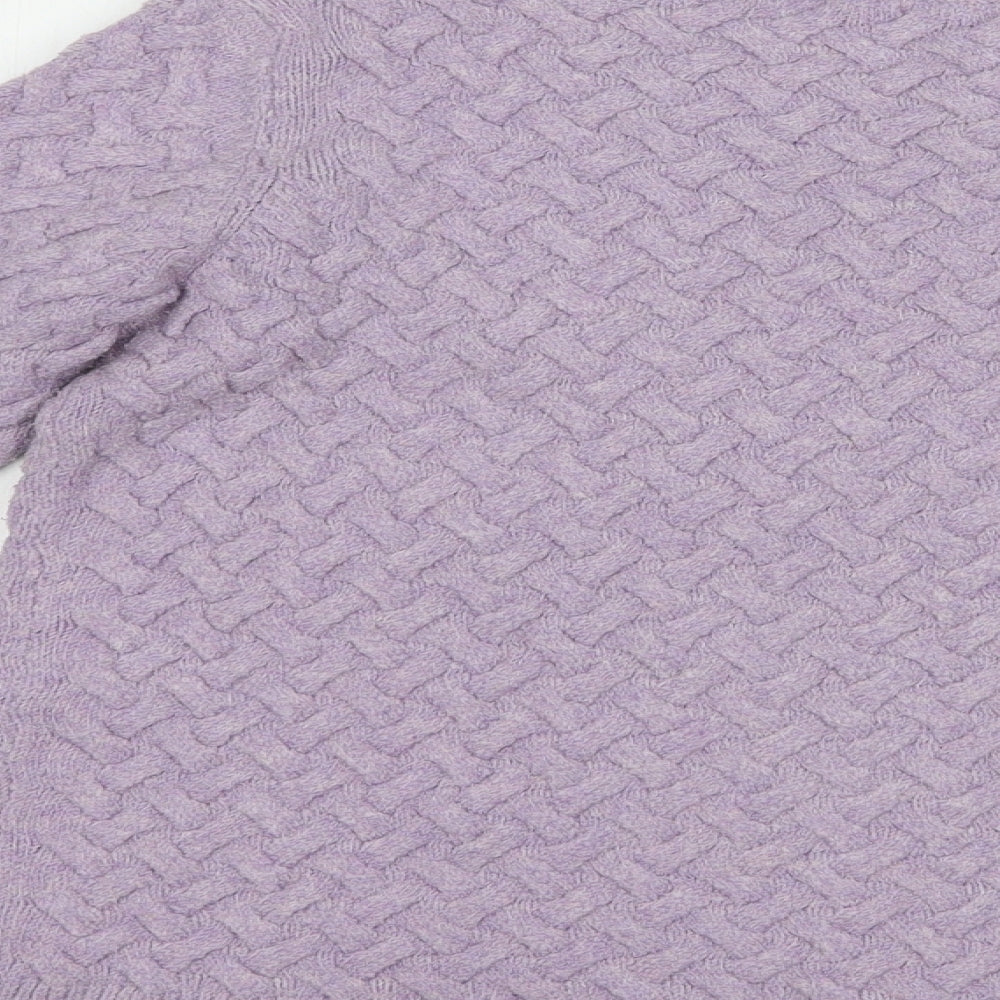M &Co Womens Purple Boat Neck Polyester Pullover Jumper Size 12