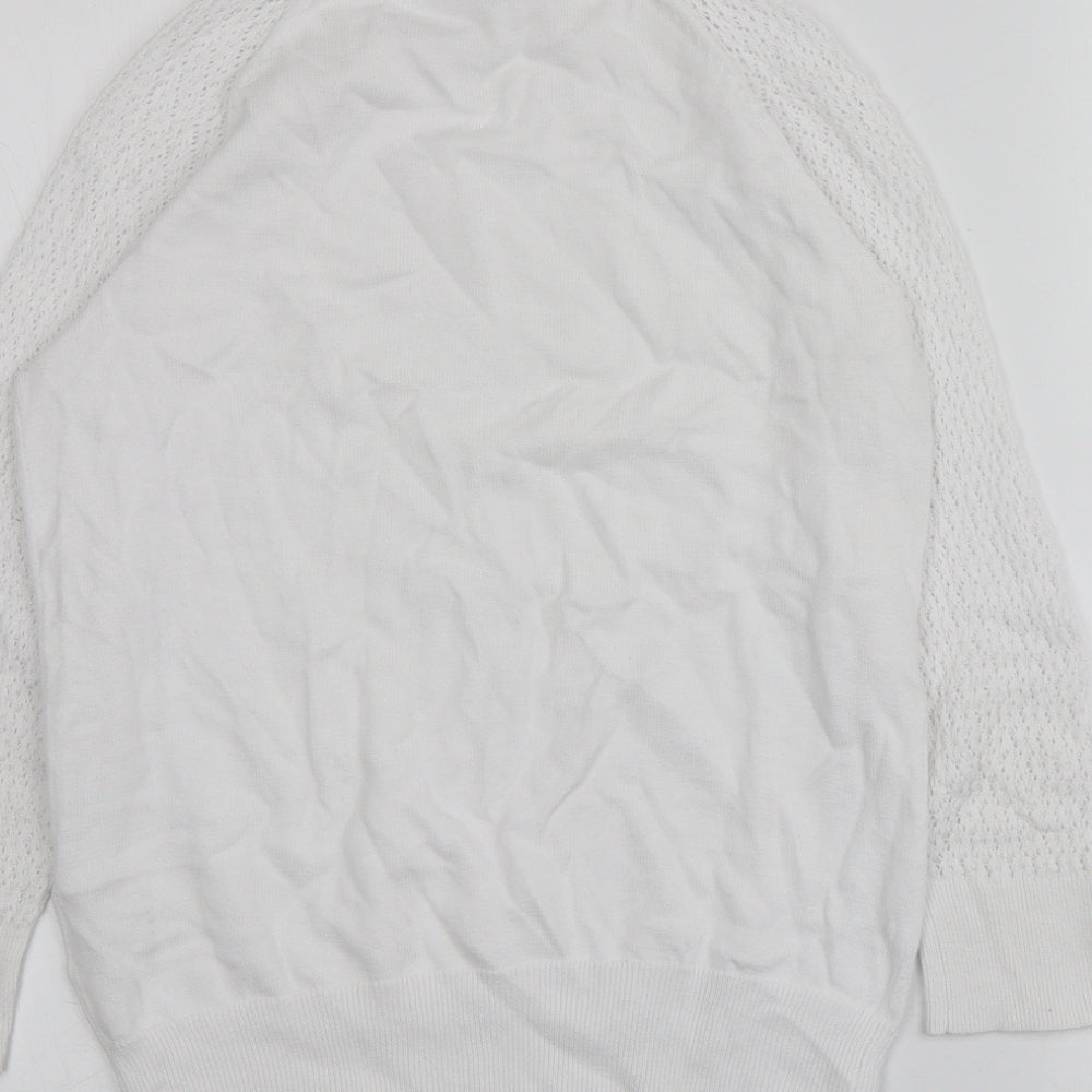 Cotswold Womens White Round Neck 100% Cotton Pullover Jumper Size XS
