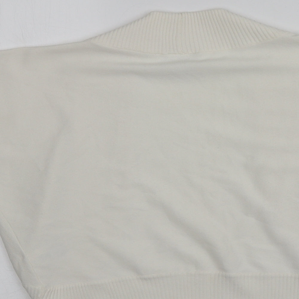 NEXT Womens Ivory V-Neck Acrylic Cardigan Jumper Size 14
