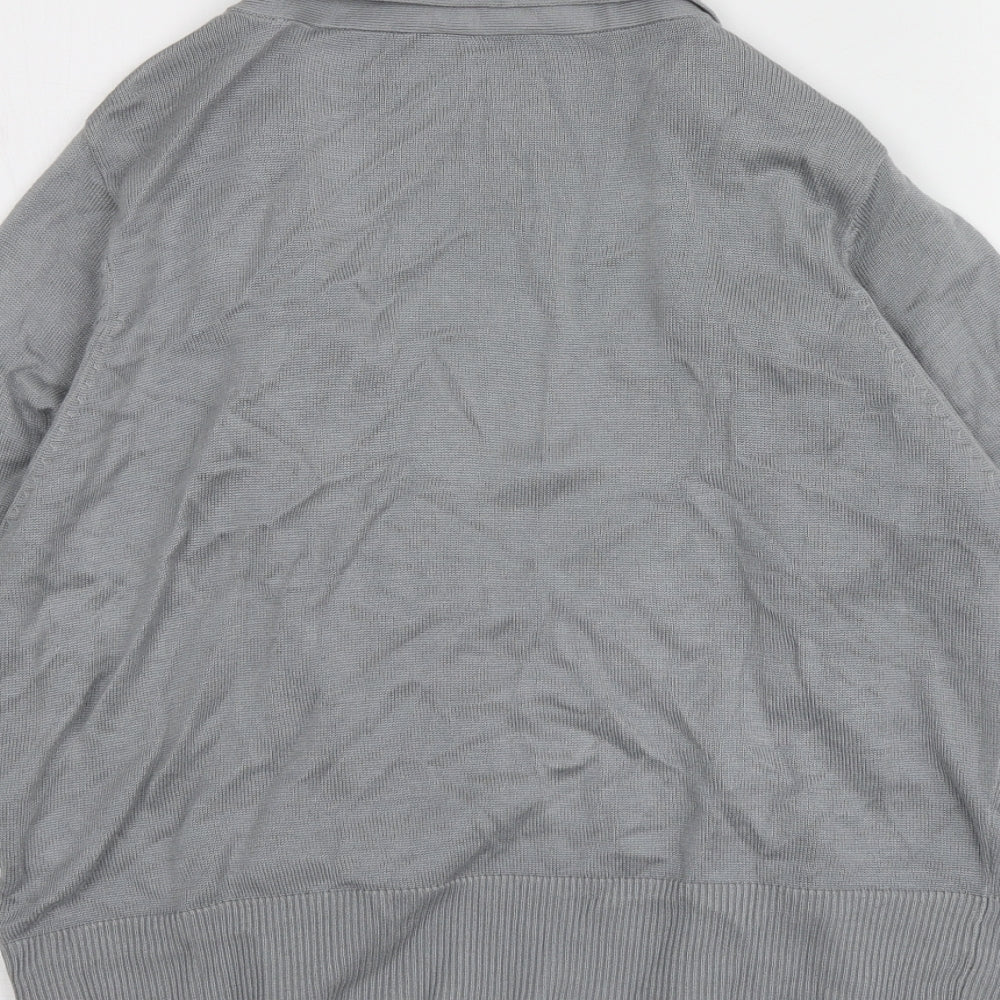 BHS Womens Grey V-Neck Viscose Cardigan Jumper Size 16