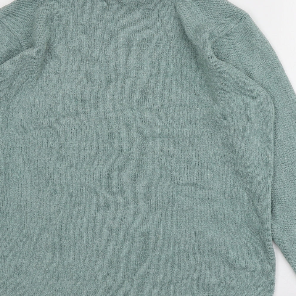 Fay Louise Womens Green High Neck Geometric Acrylic Pullover Jumper Size L