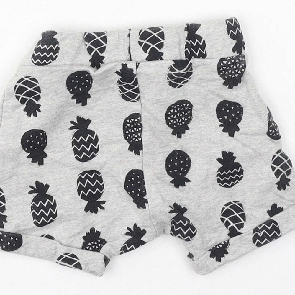 George Baby Grey Cotton Cropped Trousers Size 0-3 Months - pineapples