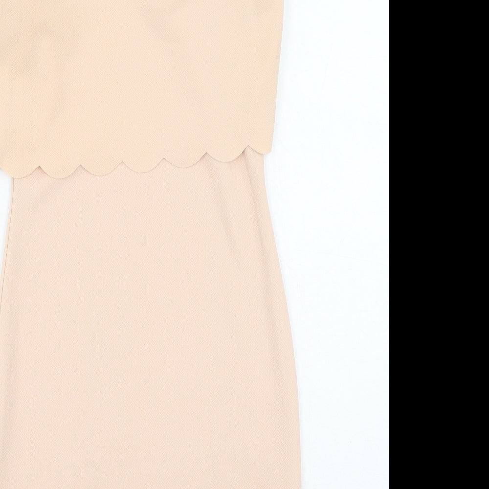 New Look Womens Pink Polyester Bodycon Size 10 Round Neck