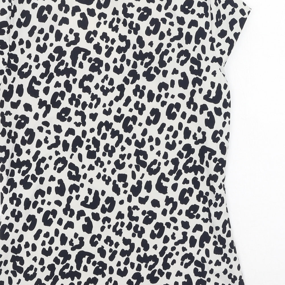 Preworn Womens Black Animal Print Polyamide Basic T-Shirt Size S Round Neck