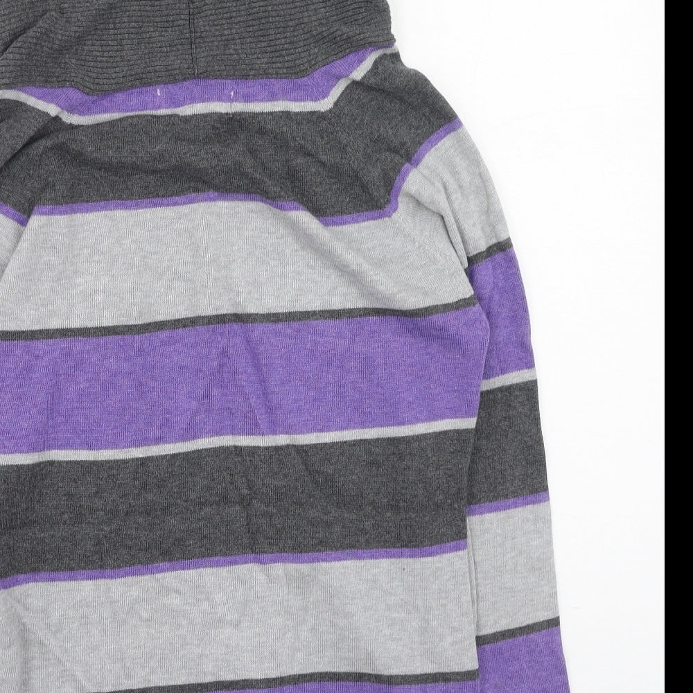 marble Womens Multicoloured High Neck Striped Cotton Pullover Jumper Size 10