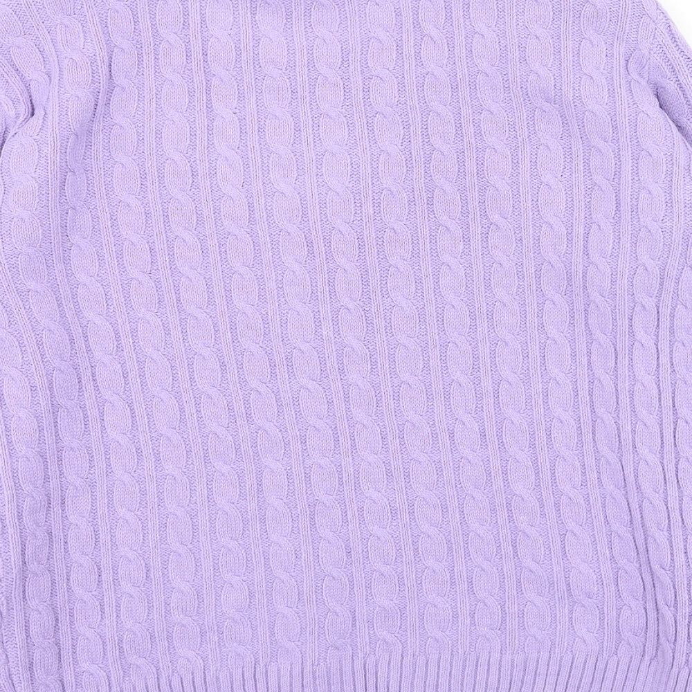 Pure & Natural Womens Purple Round Neck Polyester Pullover Jumper Size S