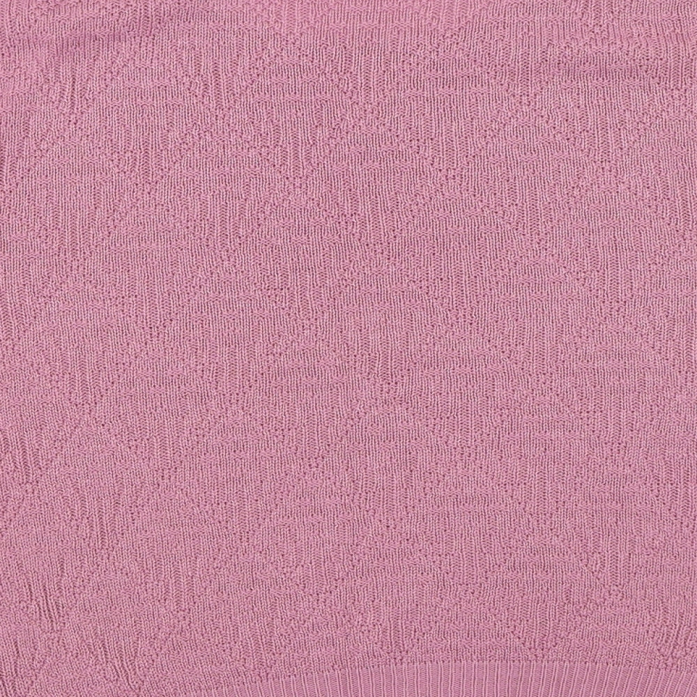 St Micheal Womens Pink Acrylic Basic T-Shirt Size 8 Round Neck