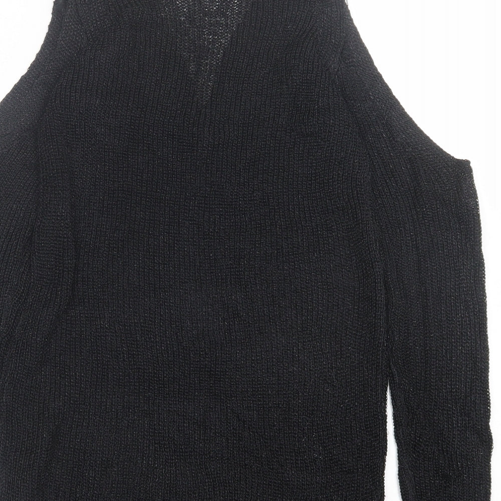 NEXT Womens Black V-Neck Acrylic Pullover Jumper Size 6 - cold Shoulder