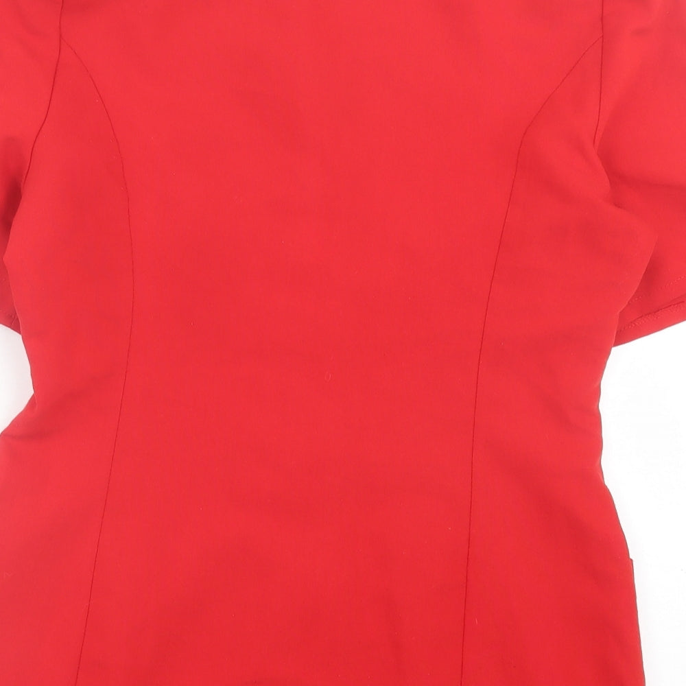 Lella Of London Womens Red Polyester Basic Blouse Size 14 V-Neck