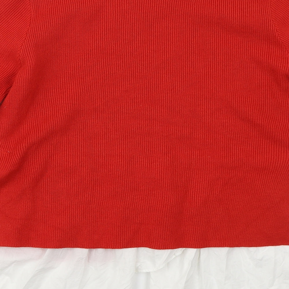 Yu & Me Womens Red Crew Neck Viscose Pullover Jumper Size M