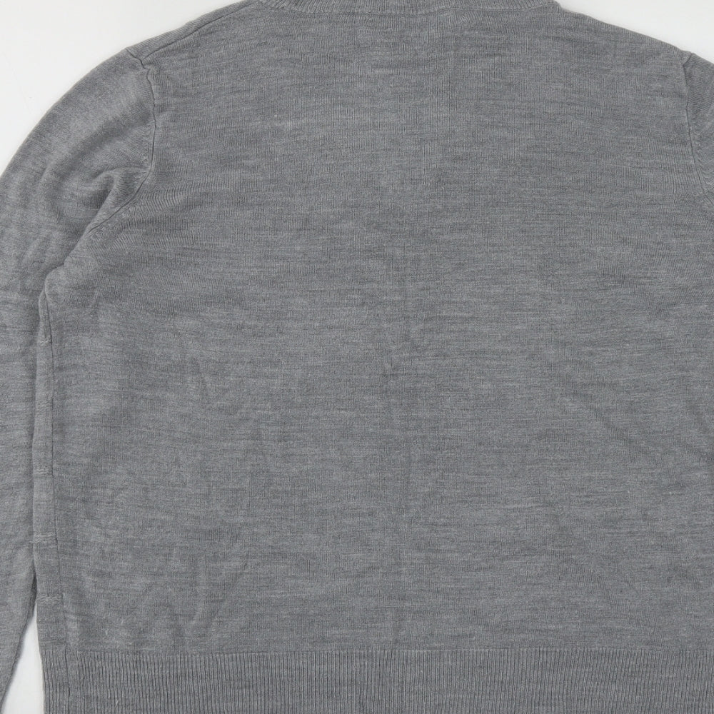 Vida Vi Womens Grey Round Neck Striped Acrylic Pullover Jumper Size L