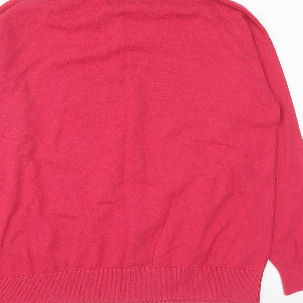Marks & Spencer Womens Pink V-Neck Viscose Pullover Jumper Size M