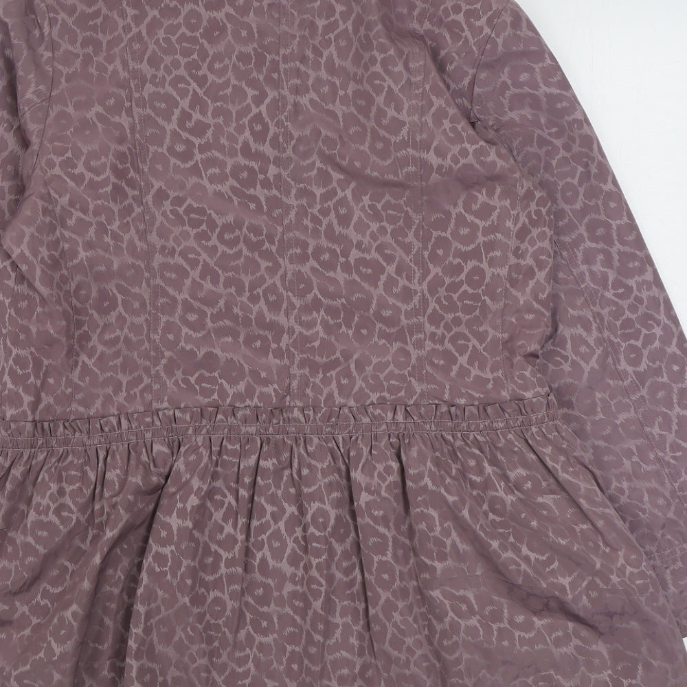 Vie Paisible Womens Purple Animal Print Rain Coat Coat Size M Button