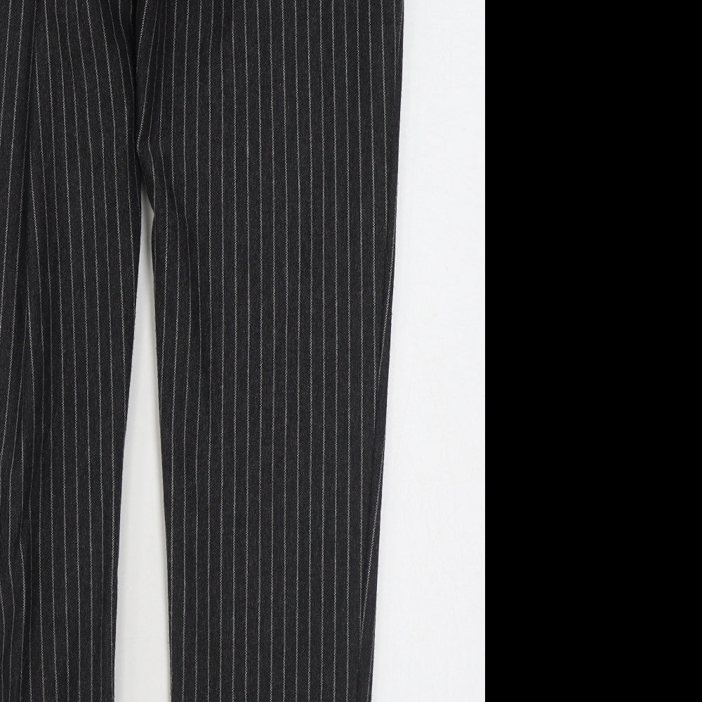 Rive Island Womens Grey Striped Polyester Trousers Size 32 in L27 in Regular Zip