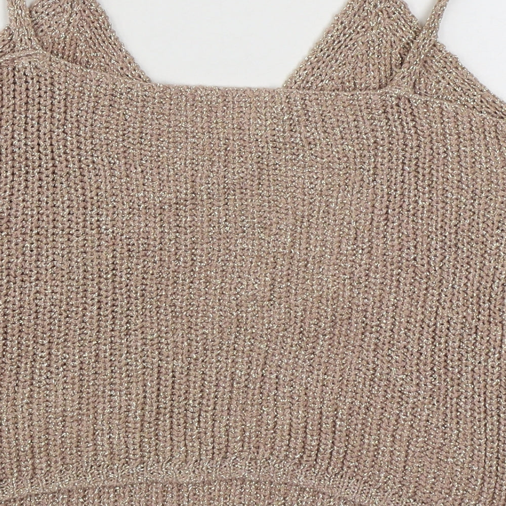 Preworn Womens Gold Viscose Camisole Tank Size M V-Neck