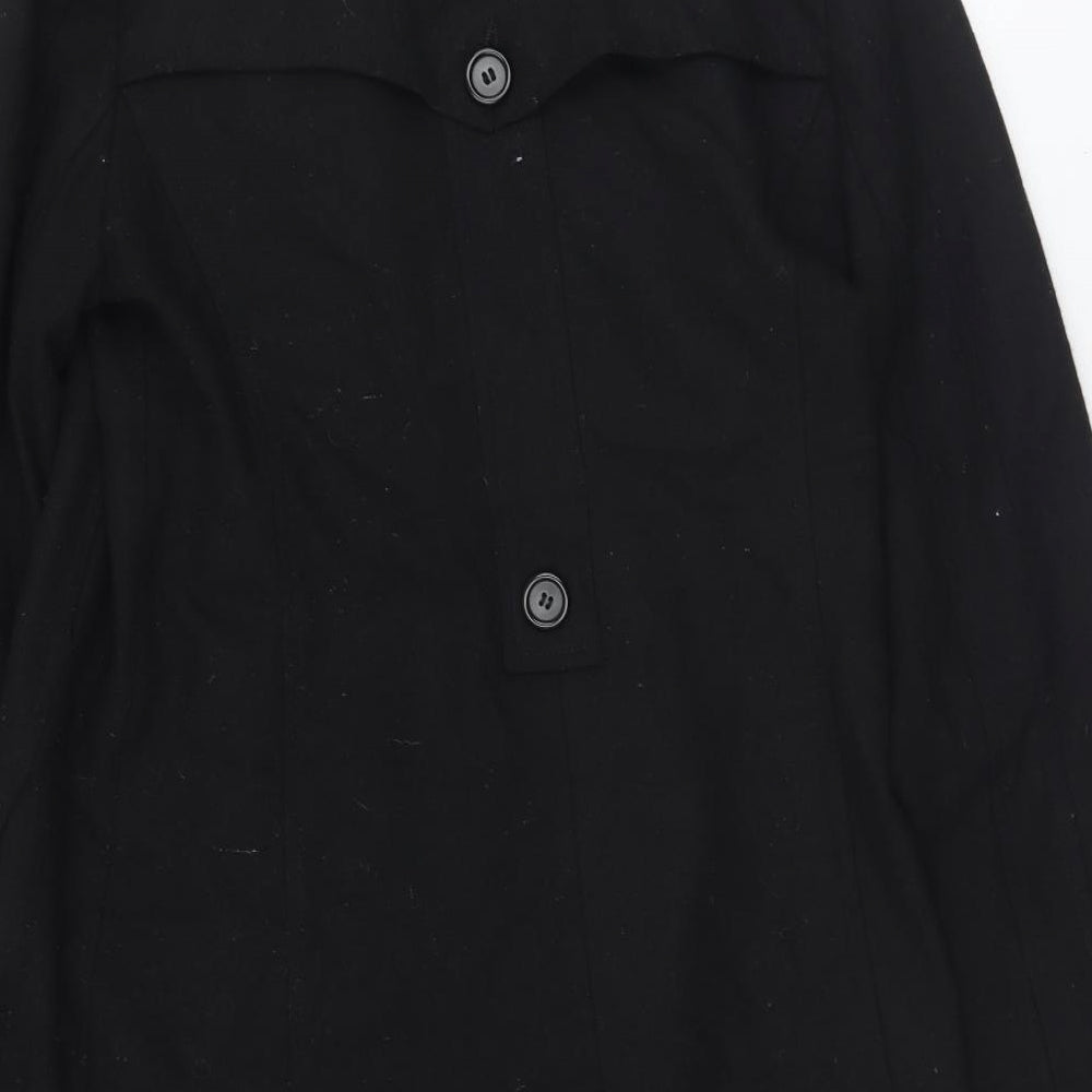 Fashion ELLE Womens Black Pea Coat Coat Size L Button