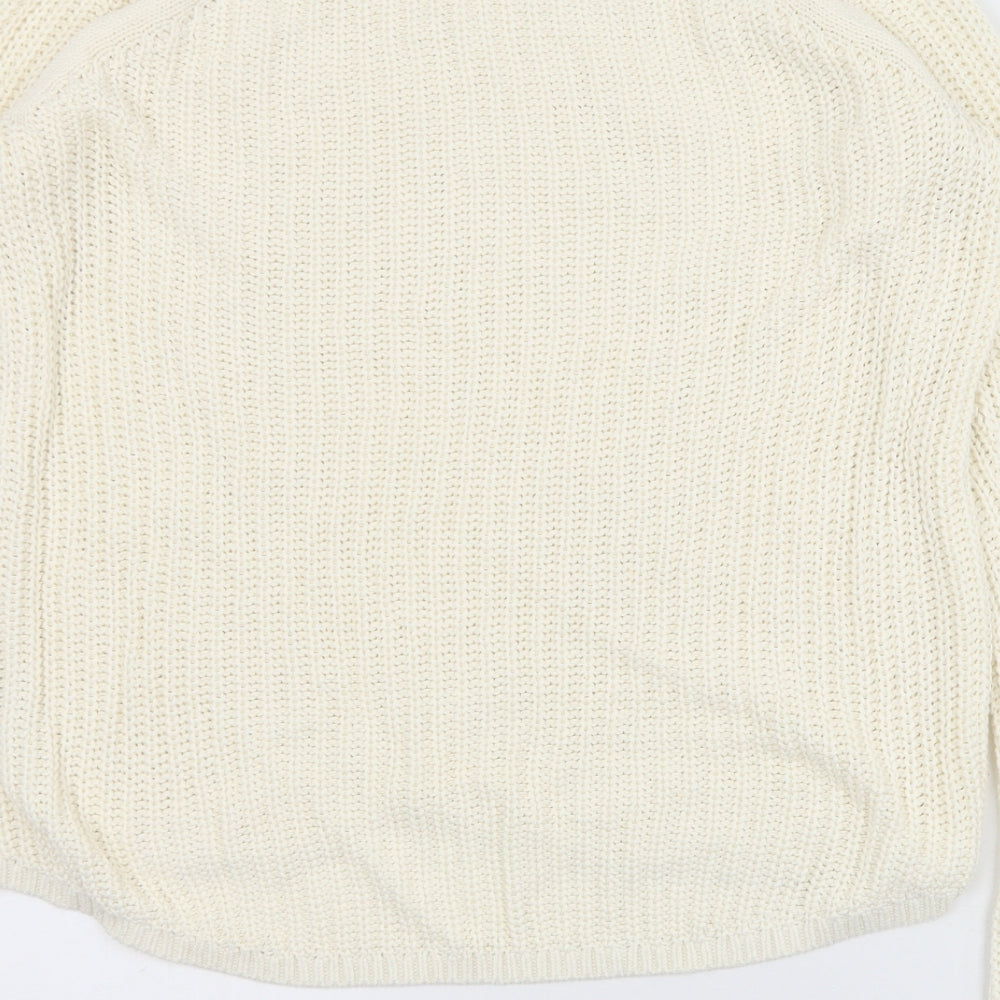 H&M Womens Ivory Crew Neck Acrylic Pullover Jumper Size S
