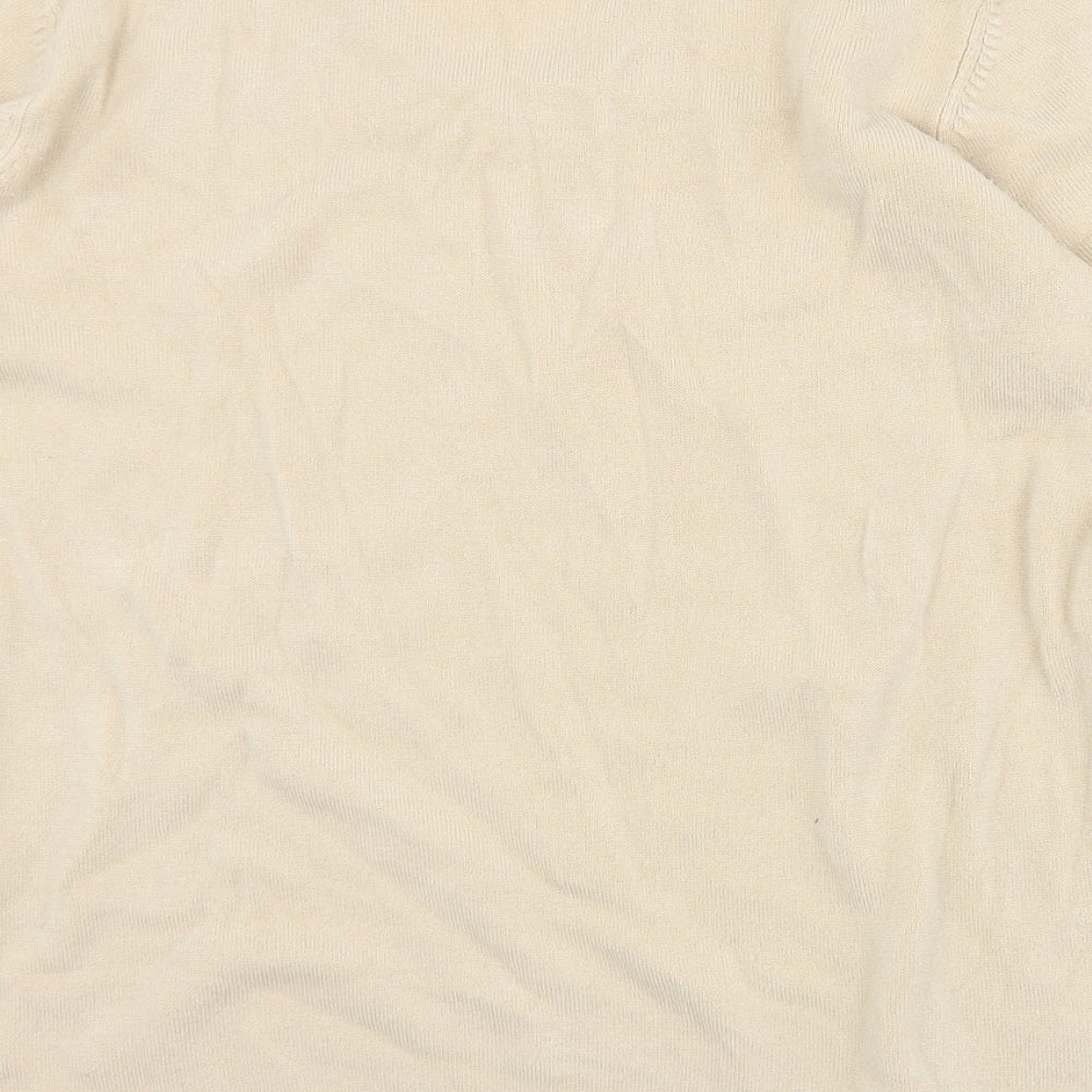 Bonmarché Womens Beige V-Neck Acrylic Pullover Jumper Size M