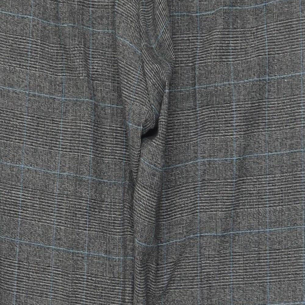 Preworn Womens Grey Plaid Polyester Dress Pants Trousers Size 10 L27 in Regular Zip