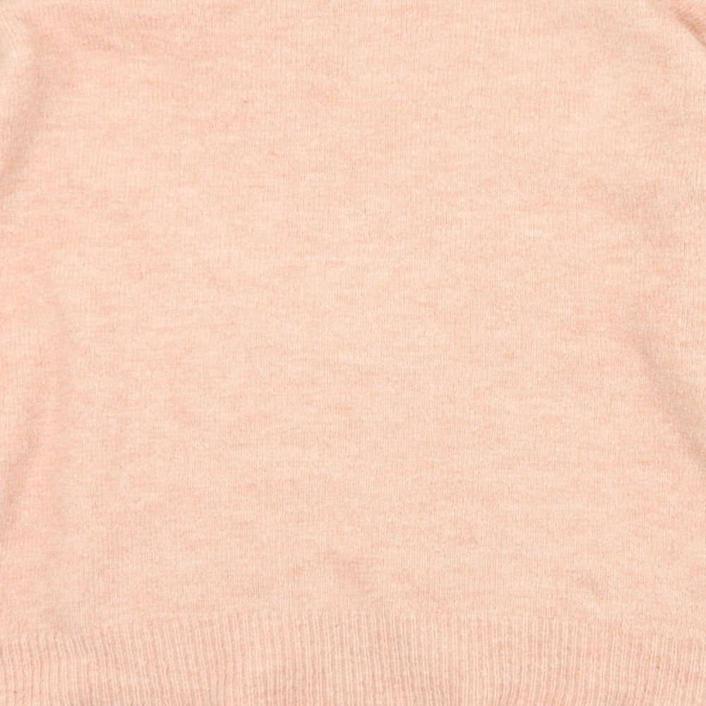 Marks & Spencer Womens Pink Crew Neck Floral Acrylic Pullover Jumper Size L