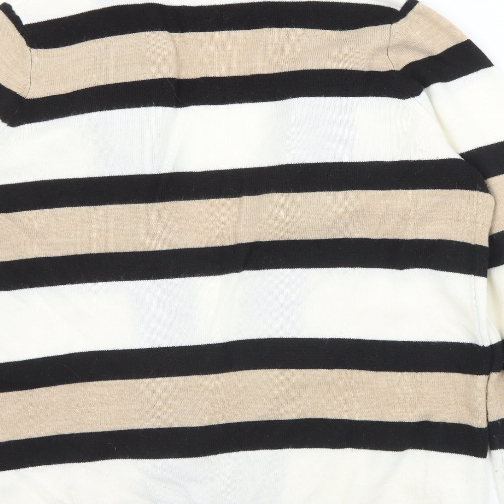 Papaya Womens Multicoloured Collared Striped Acrylic Cardigan Jumper Size 12