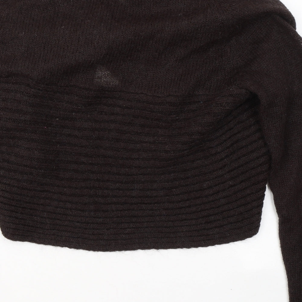 PLANET Womens Brown V-Neck Polyamide Cardigan Jumper Size S