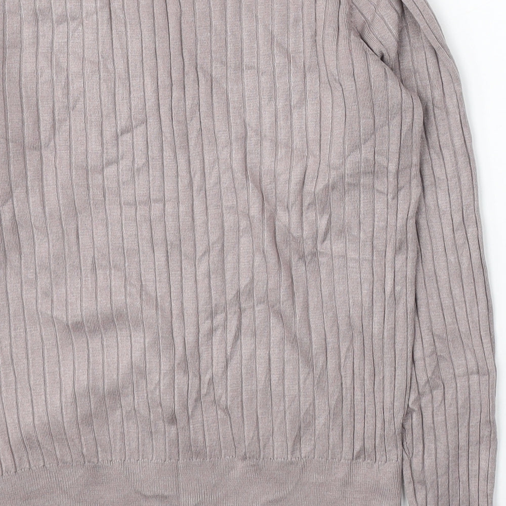 H&M Womens Grey Acrylic Jersey Blouse Size S Round Neck
