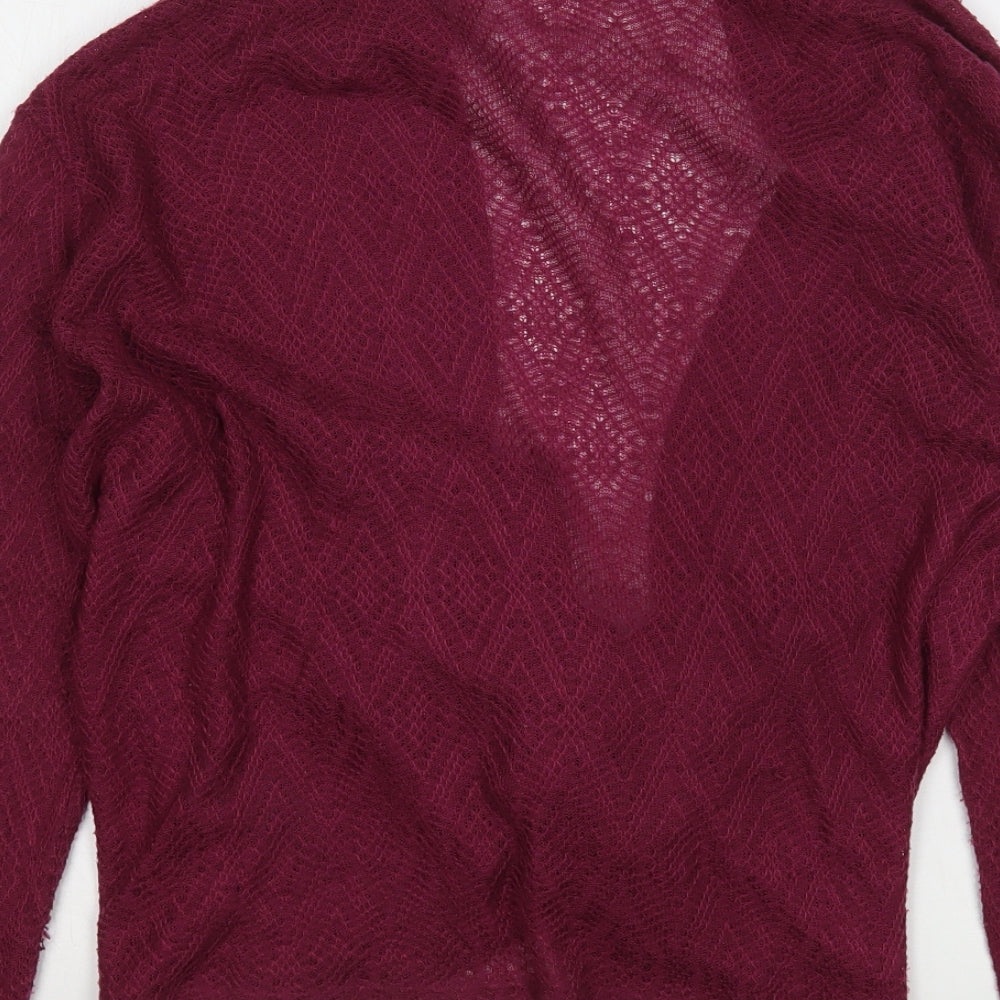 Oasis Womens Purple V-Neck Acrylic Cardigan Jumper Size M
