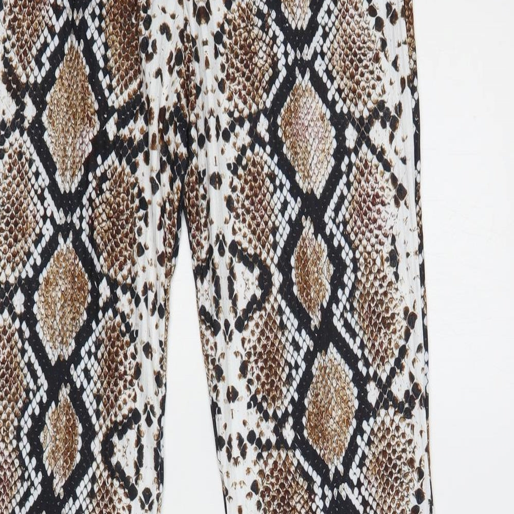 Edge Street Womens Multicoloured Animal Print Polyester Trousers Size 10 L32 in Regular