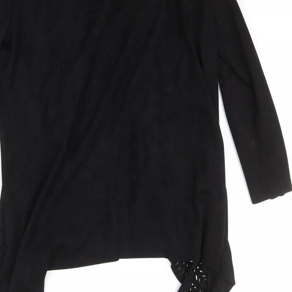 Klass Womens Black Scoop Neck Geometric Polyester Wrap Jumper Size S