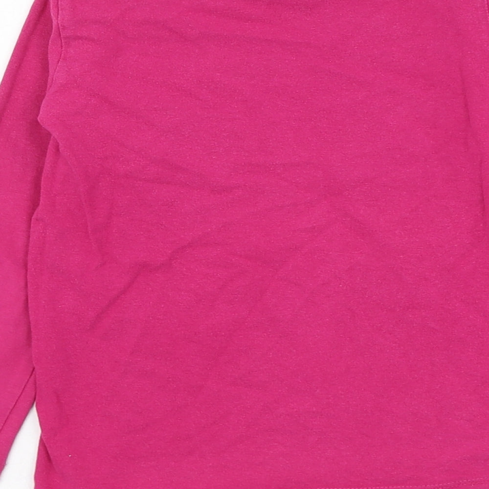 Preworn Girls Pink Polyester Basic T-Shirt Size 5-6 Years Round Neck Pullover - Owl