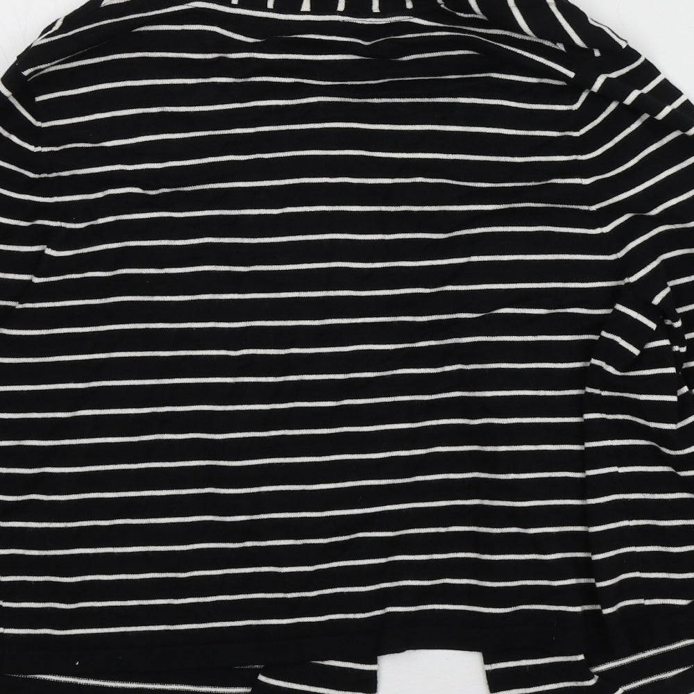 M&Co Womens Black V-Neck Striped Viscose Cardigan Jumper Size 12