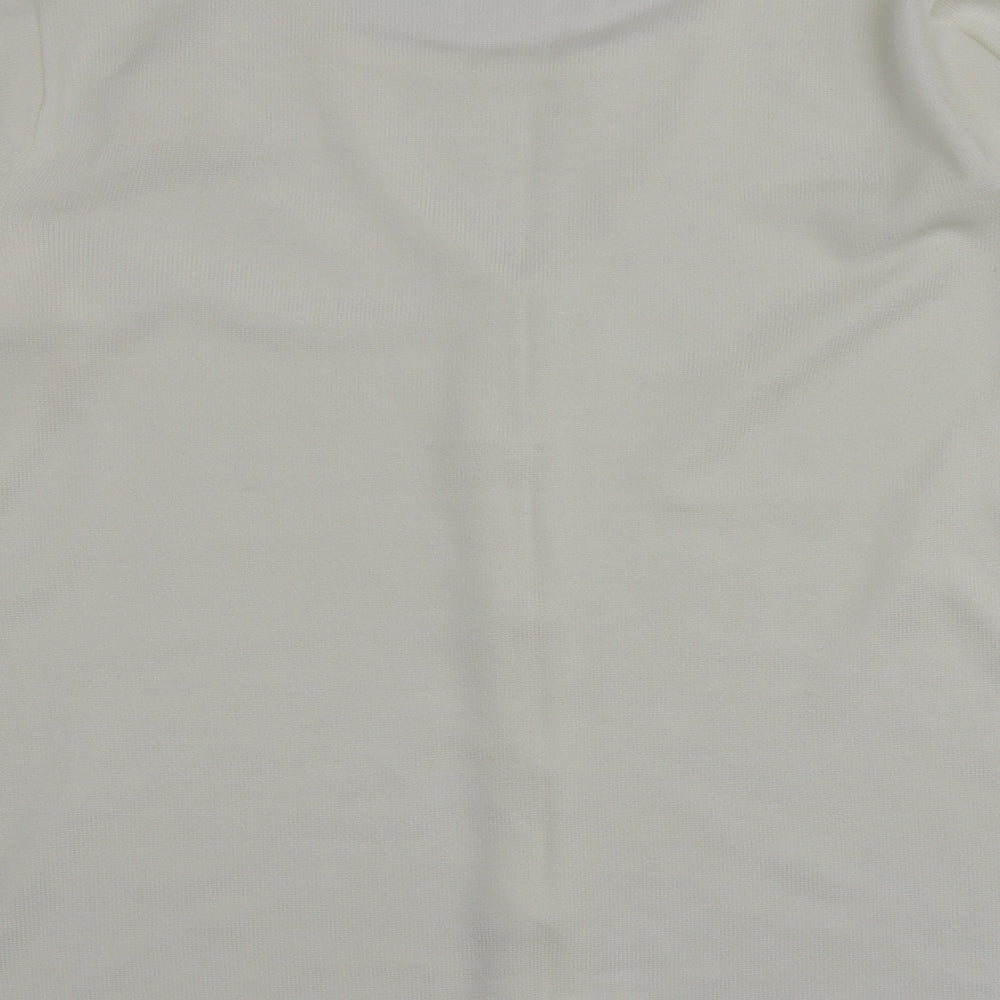 BM Womens Ivory V-Neck Acrylic Cardigan Jumper Size L