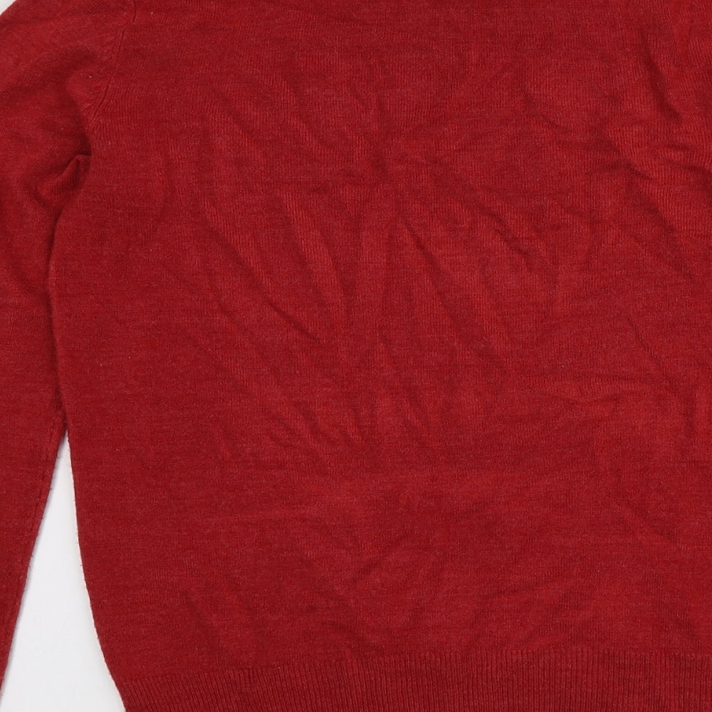 Easy Mens Red Round Neck Acrylic Pullover Jumper Size S