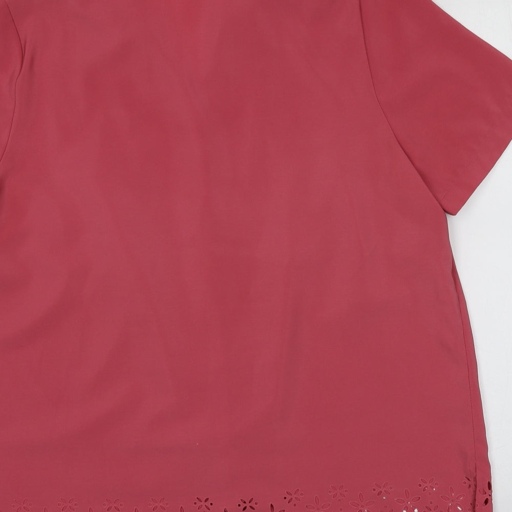 Classics Womens Pink Polyester Basic Button-Up Size 20 V-Neck