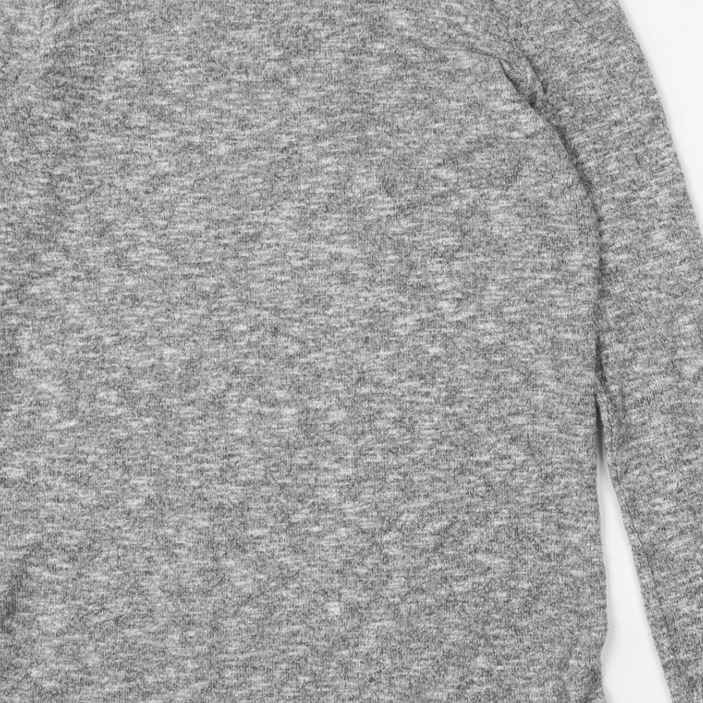 NEXT Womens Grey V-Neck Polyester Pullover Jumper Size 6