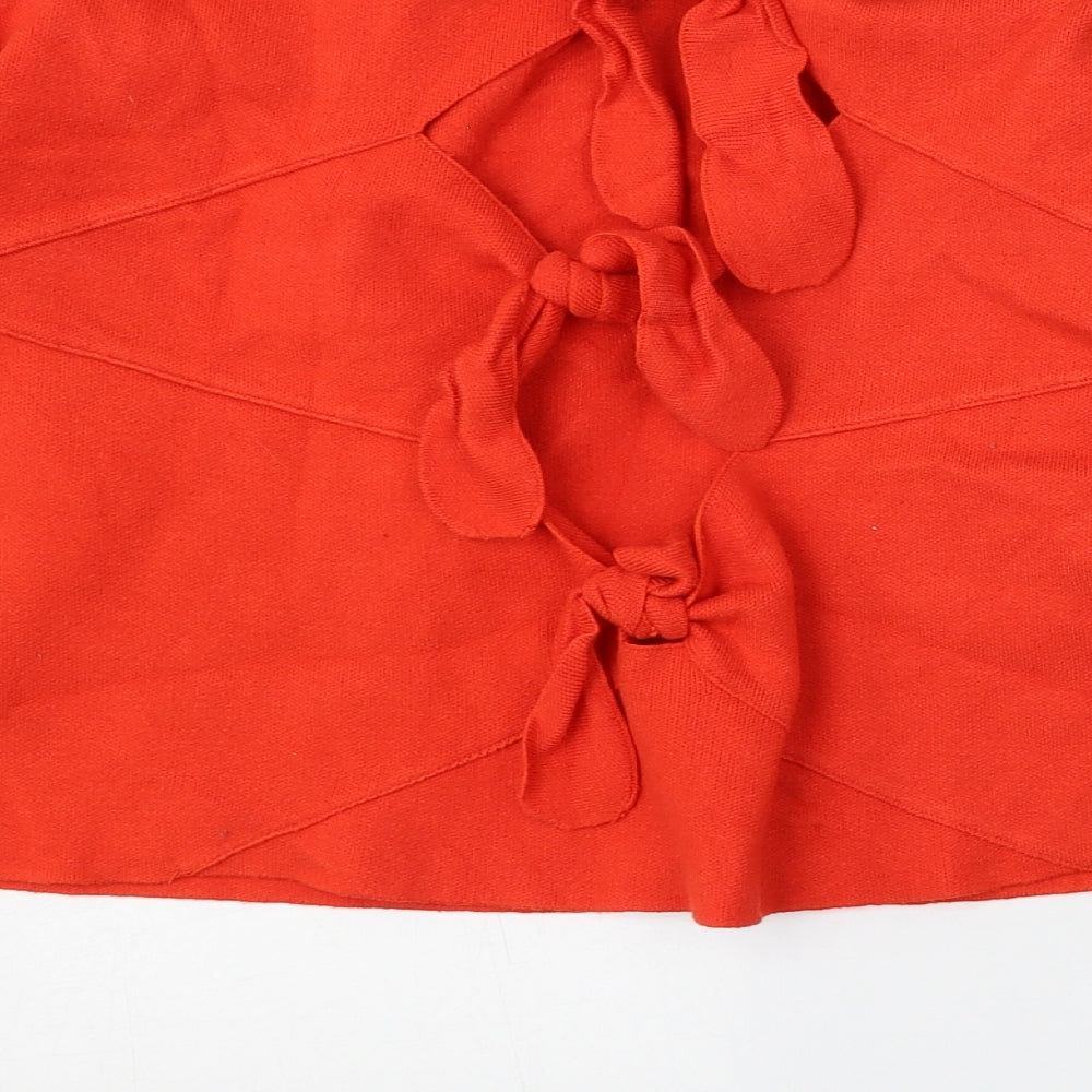 Zara Womens Orange Viscose Pullover Sweatshirt Size S Tie