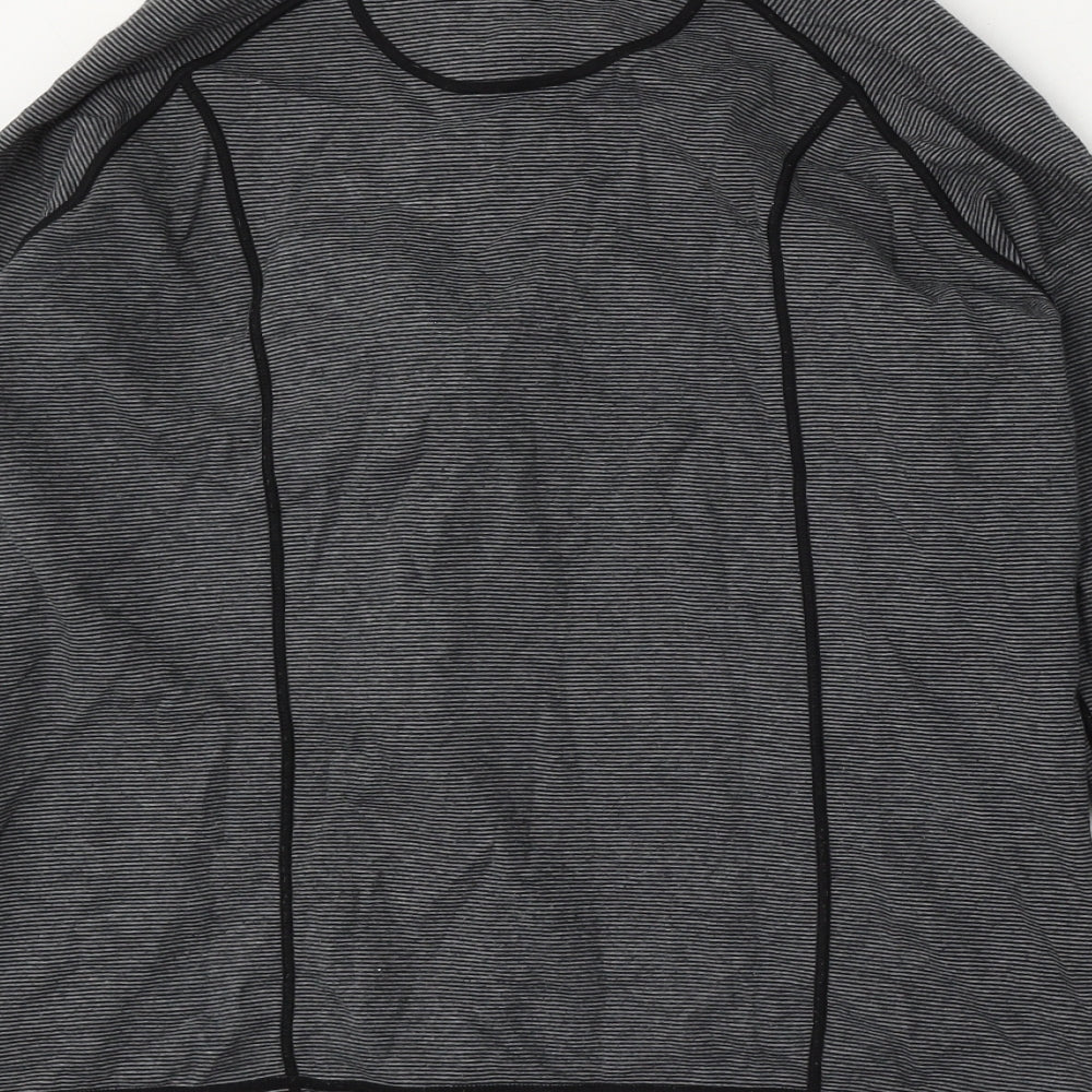 Kirkland Womens Grey Striped Cotton Full Zip Sweatshirt Size M Zip