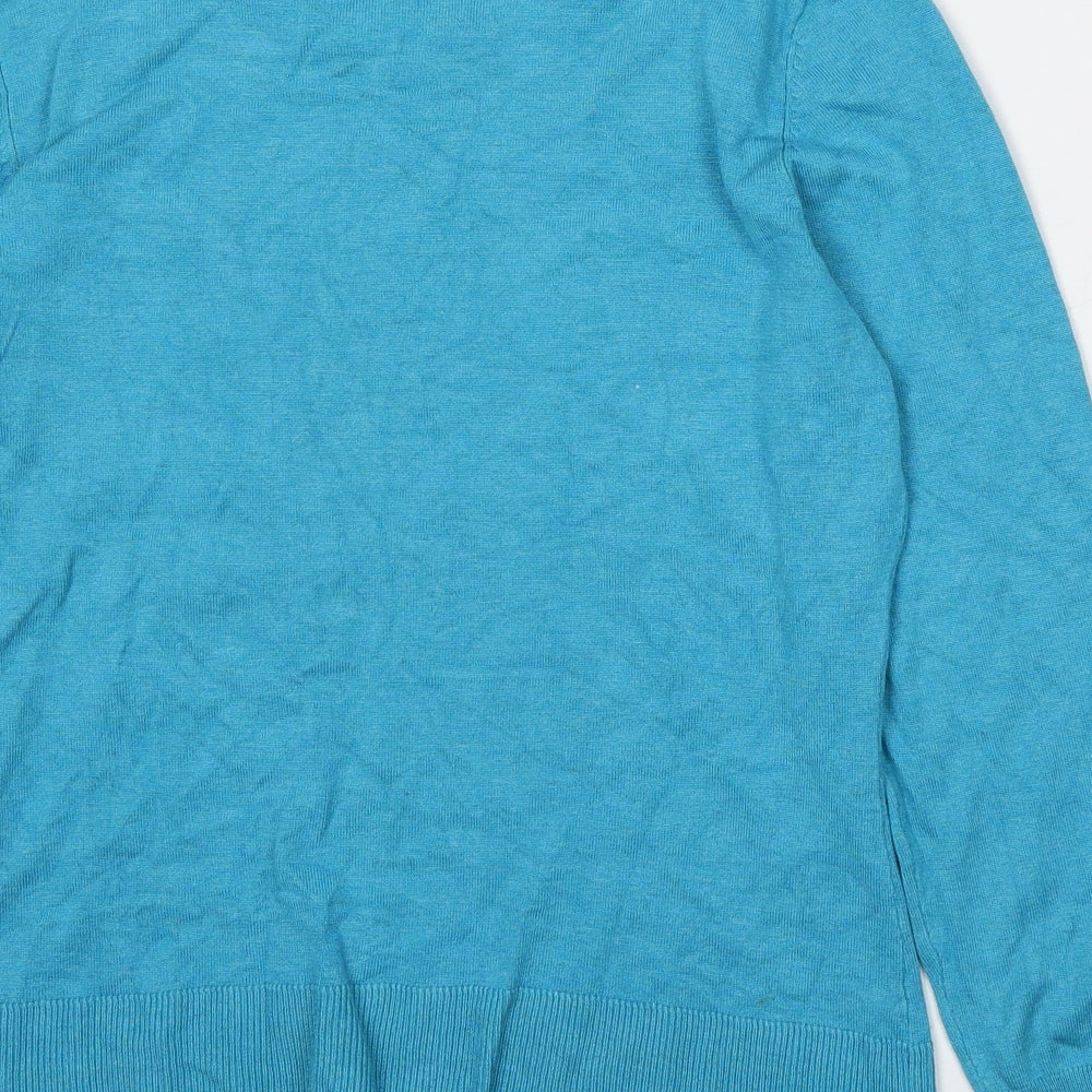 M&Co Womens Blue Round Neck Viscose Pullover Jumper Size L
