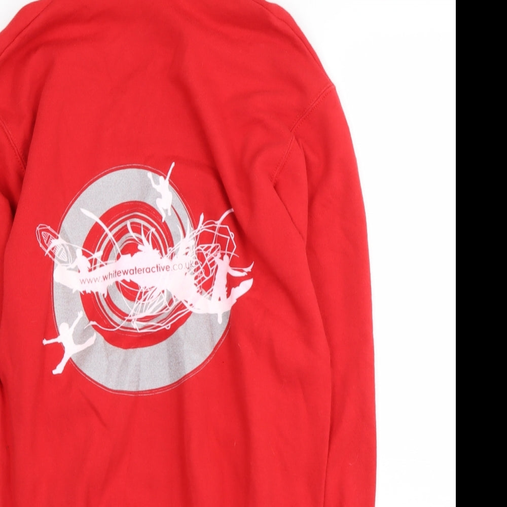 Fruit of the Loom Mens Red Polyester Henley Hoodie Size S