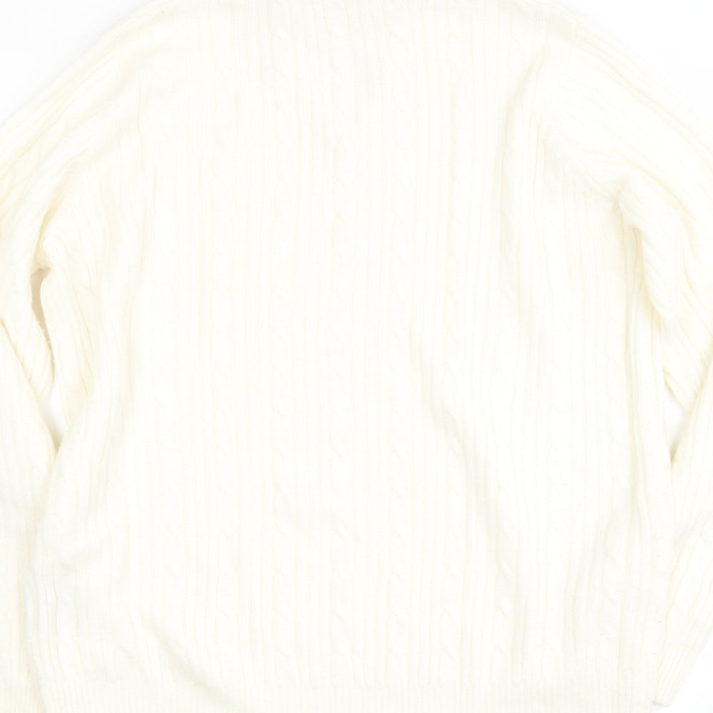Preworn Womens Beige Collared Acrylic Pullover Jumper Size 14