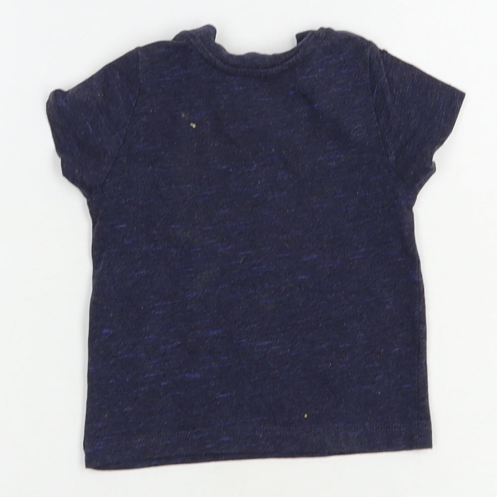 Primark Baby Blue Cotton Pullover T-Shirt Size 3-6 Months Crew Neck Snap - Swim Crew