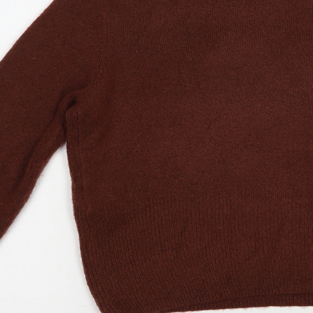 H&M Womens Brown Crew Neck Acetate Pullover Jumper Size S