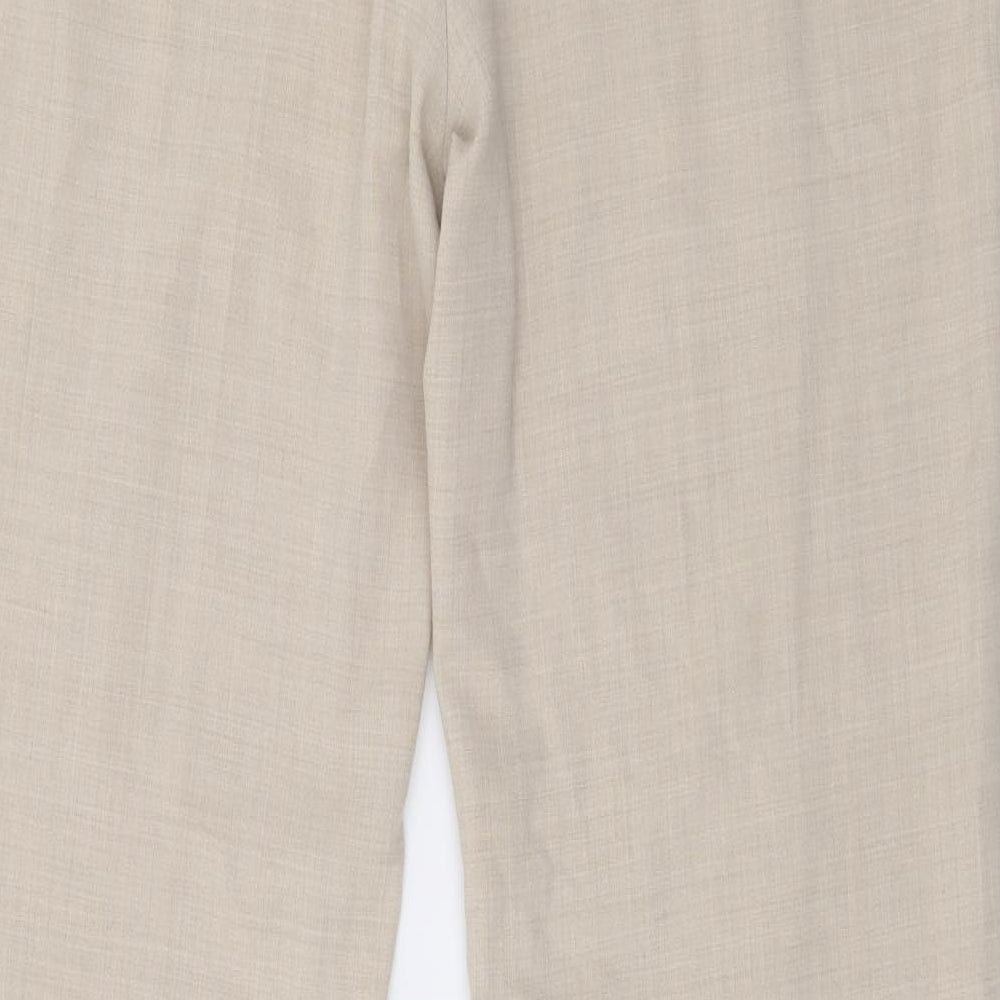 Marks and Spencer Womens Beige Polyester Trousers Size 14 L32 in Regular